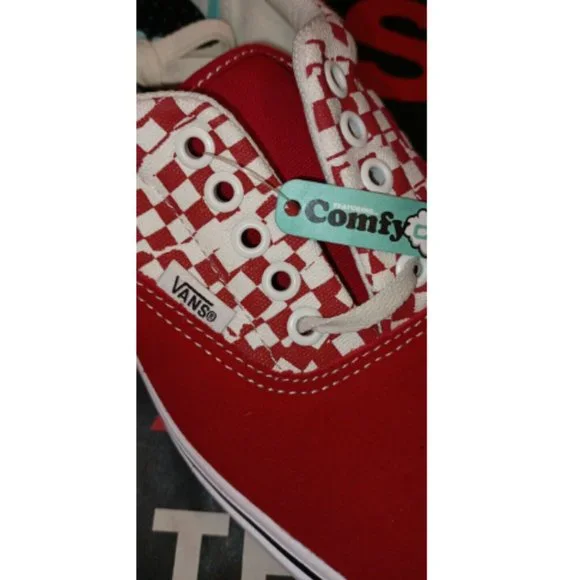 VANS Comfycush Era Men's 7.5/Women's 9 Tear Check Red/White VN0A3WM9V9Z